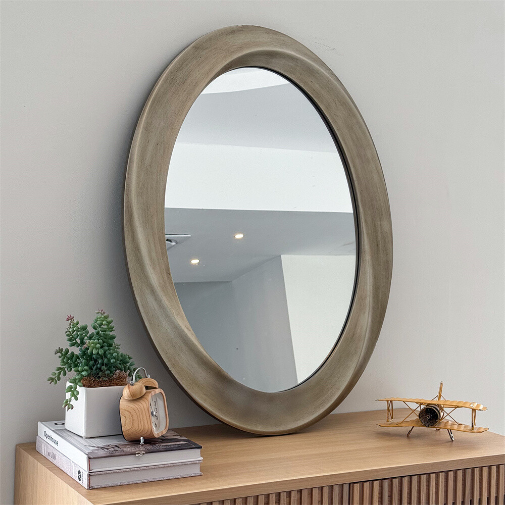 Antique Baroque Brushed Mirror Oval Beveled Framed Bathroom Mirror Vanity Mirror