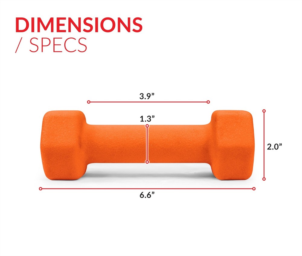 Barbell, 3lb Orange Neoprene Dumbbell, Pair