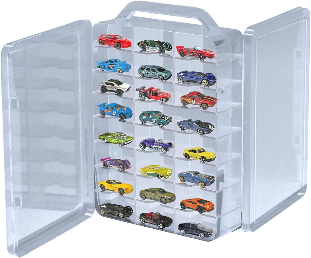 Double Sided Storage Case for Hot Wheels Storage with Carrying Handle, Portable