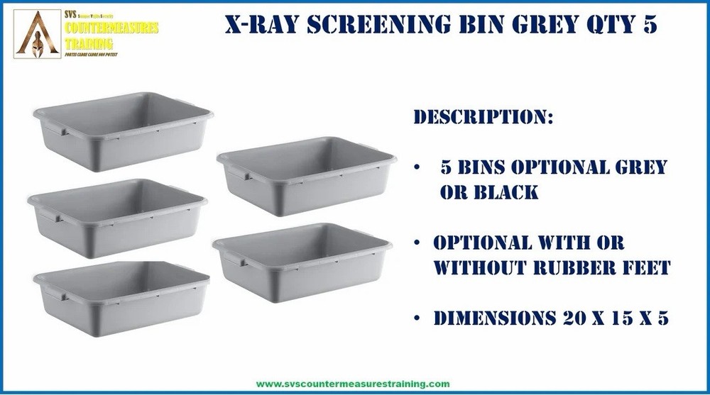 SVS Countermeasures Training X-Ray Screening Bin 20x15x5 Stackable Plastic Qty 5