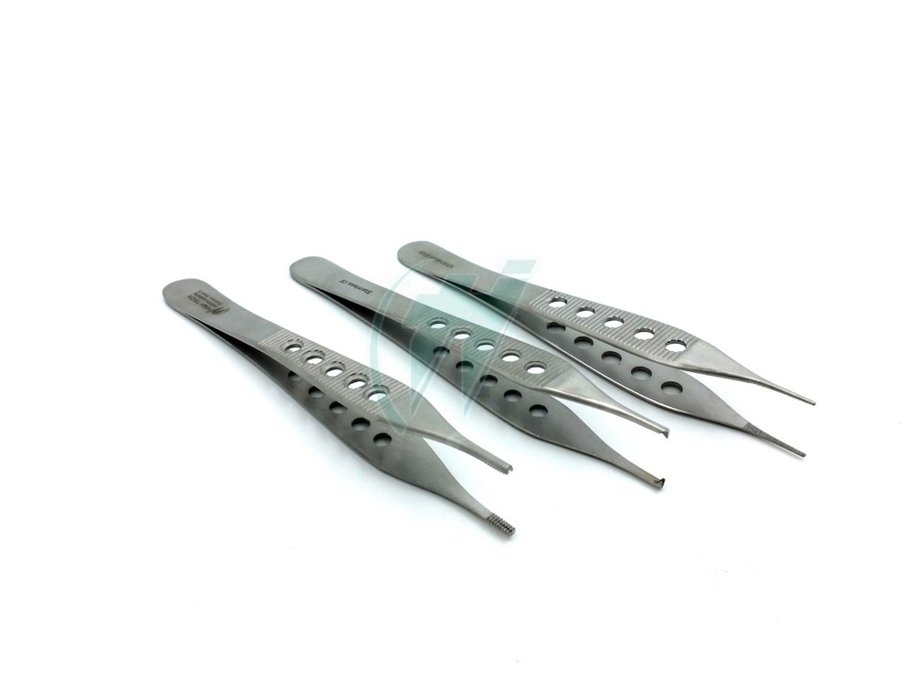3 PCS ADSON TISSUE+BROWN+DRESSING FORCEPS 4.75" FINESTRATED