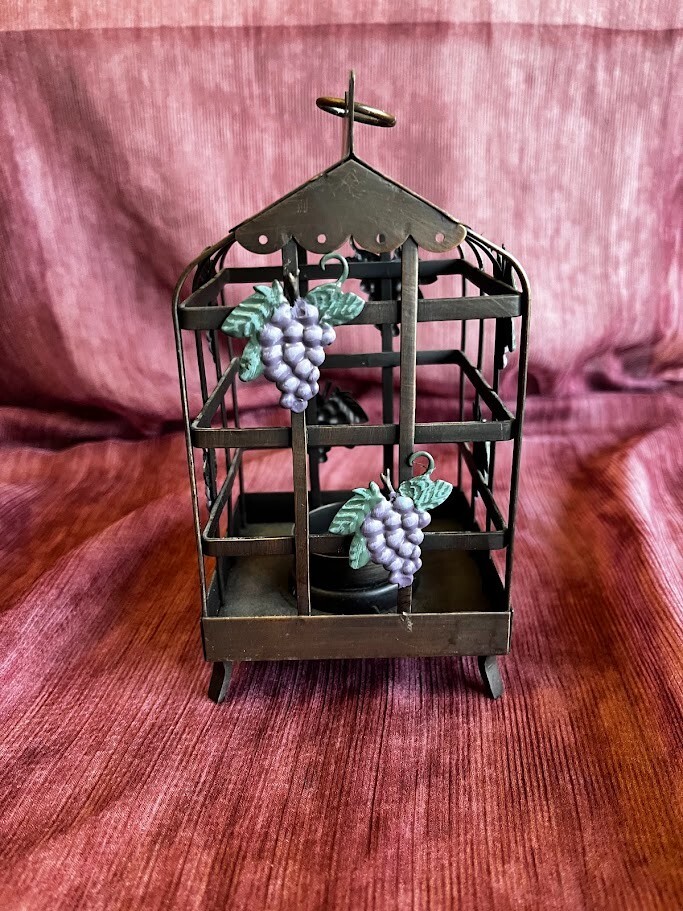 Pfaltzgraff GRAPEVINE Pattern Tea Light Holder Square Lattice Design Nostalgic