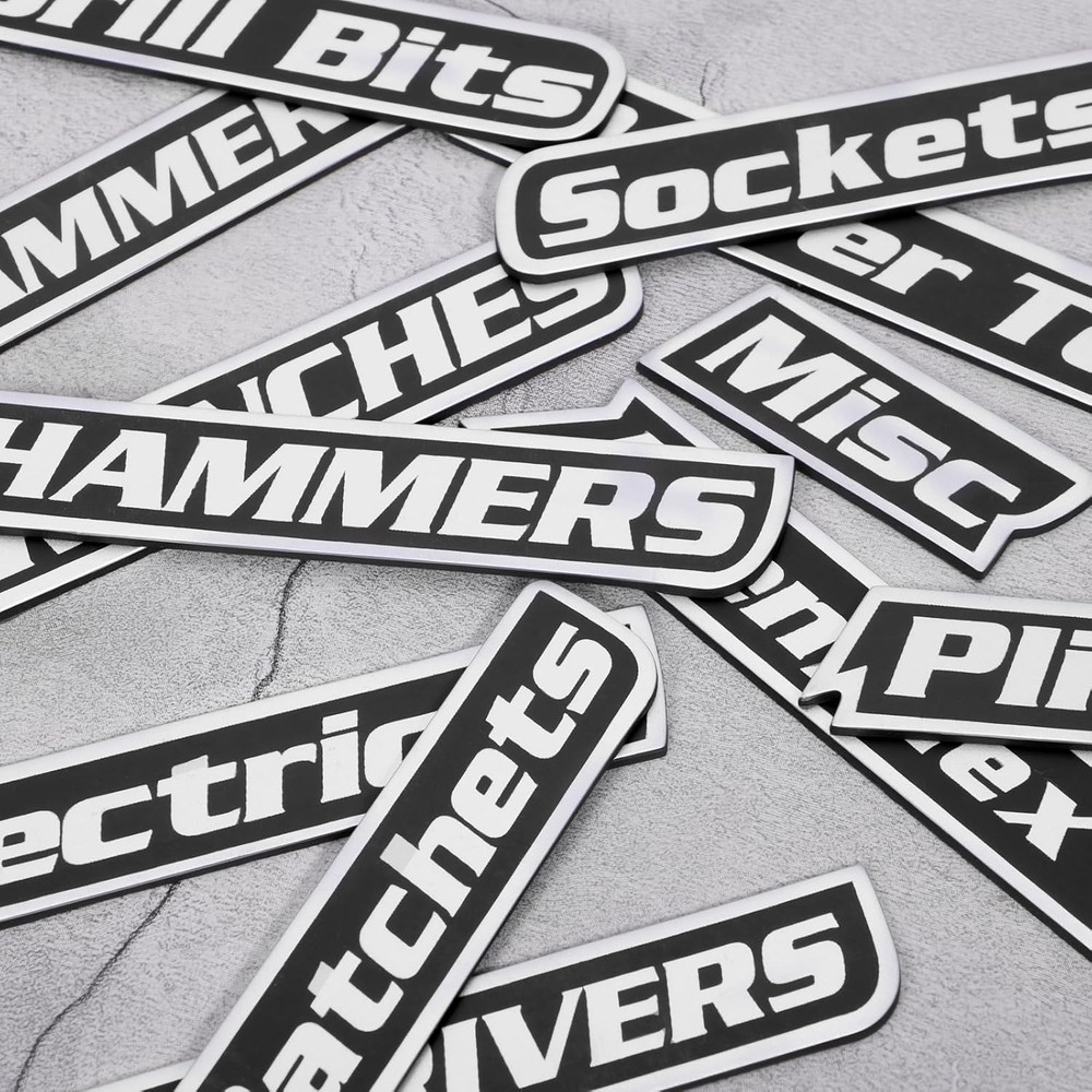 Magnetic Tool Box Labels 12PCS Strong Magnet Toolbox Drawer Label for Toolboxes