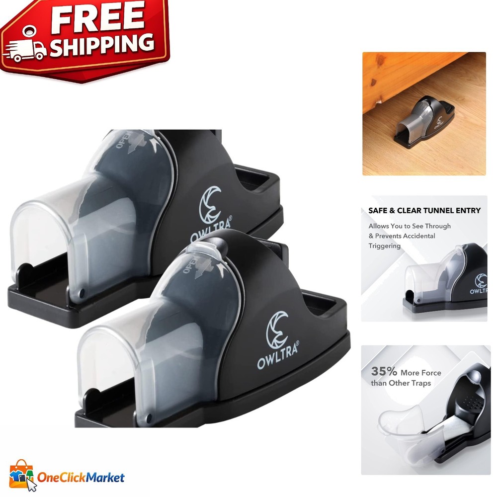In-/Outdoor Black Plastic Tunnel Snap Mouse Trap 2PCS - Instant Rodent Solution