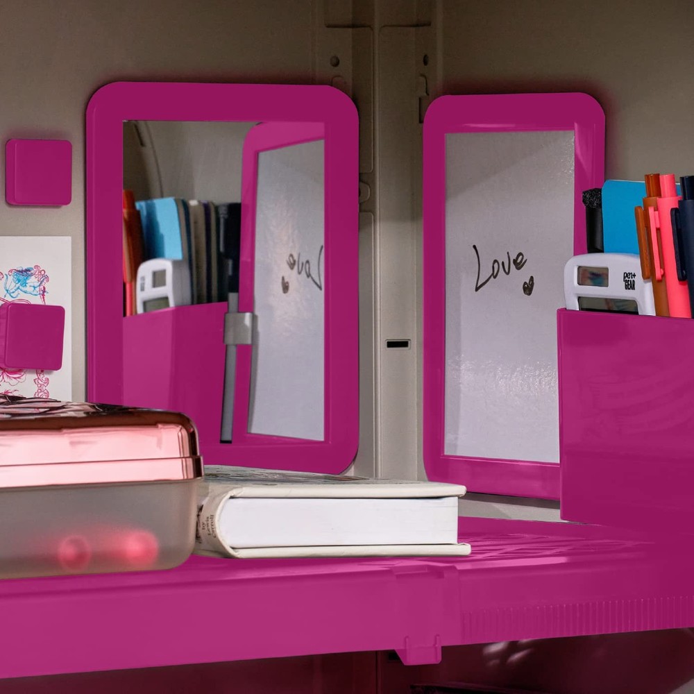 6-Piece Locker Organizer Kit, Includes Mirror, Whiteboard, Storage Cup & Dry ...