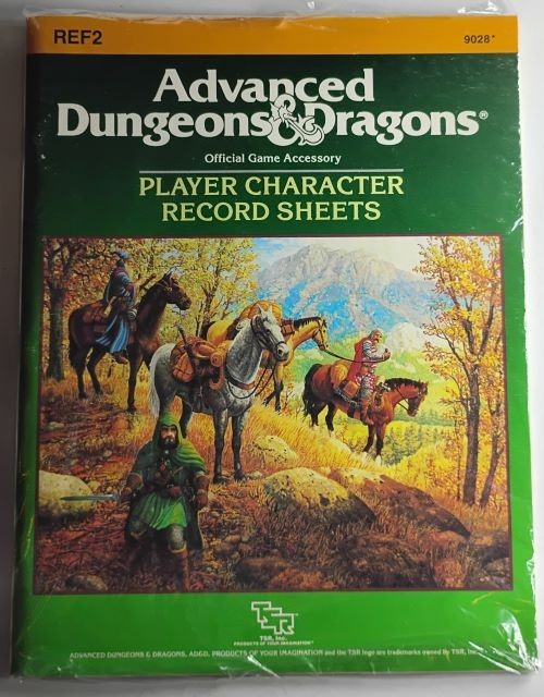 TSR 1986 Player Character Record Sheets Advanced Dungeons And Dragons REF2 9028