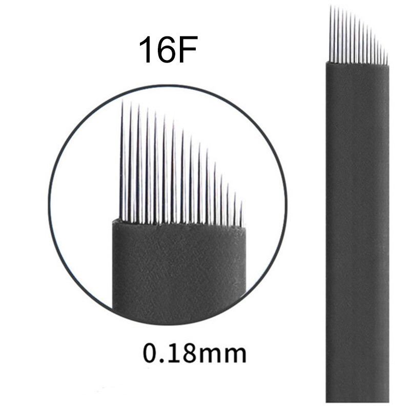 Microblading 16F Pins Blade Tattoo Needles For Permanent Makeup Eyebrow and Lips