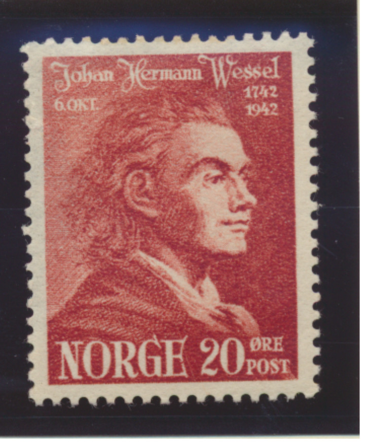 Norway Stamp Scott #252, Unused, Another Partial Stamp Stuck On Back
