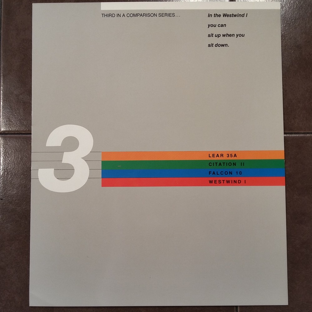 3 Atlantic Aviation Westwind 1 vs Lear 35A, Citation II & Falcon 10 Brochures