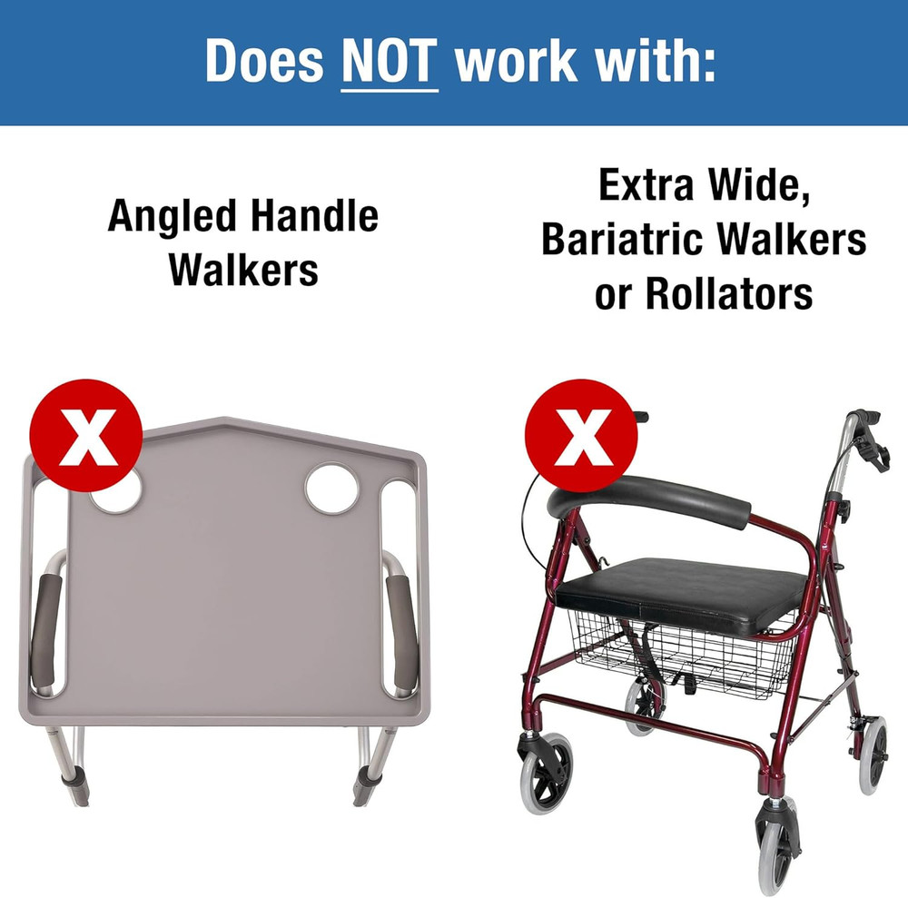 Walker Tray with Cup Holders, Walker Tray for Folding Walkers, Mobility Accessor