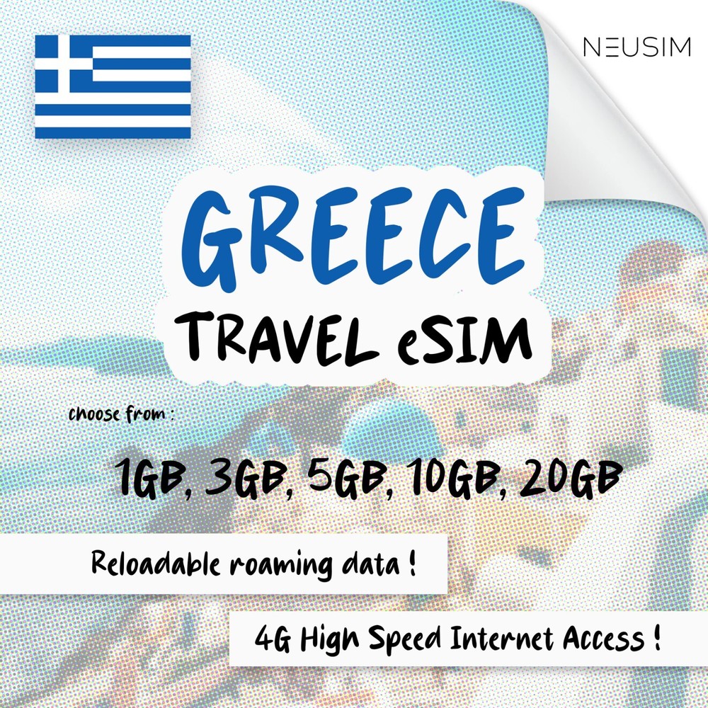 NeuSIM Greece eSIM 5-20GB Data | Same Day DELIVERY!