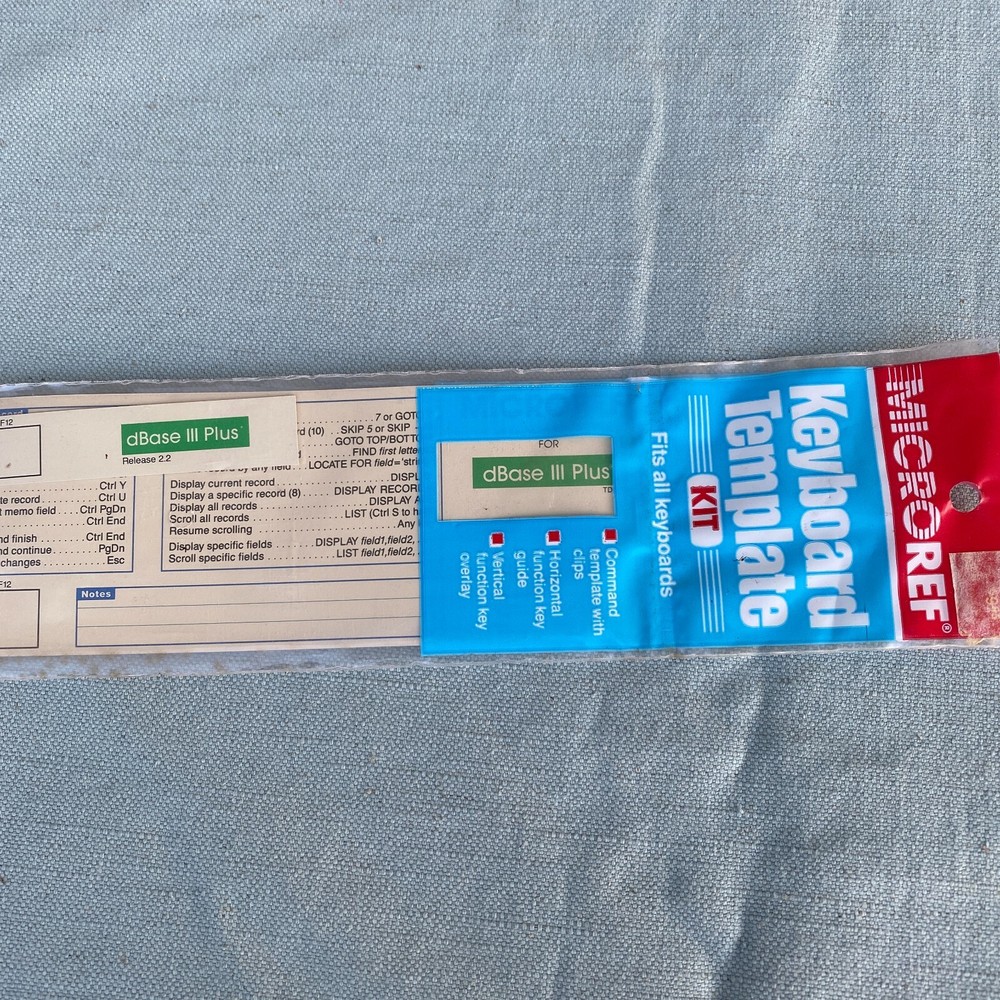 MicroRef Keyboard Template Kit dBase III Plus NEW Vintage PC Computer 18" Long