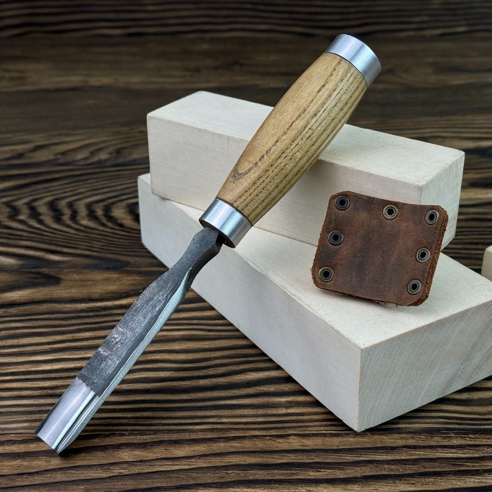 Wood Carving Gouges Set. Curved Chisels with Sheaths. Gift for Detail Carver.