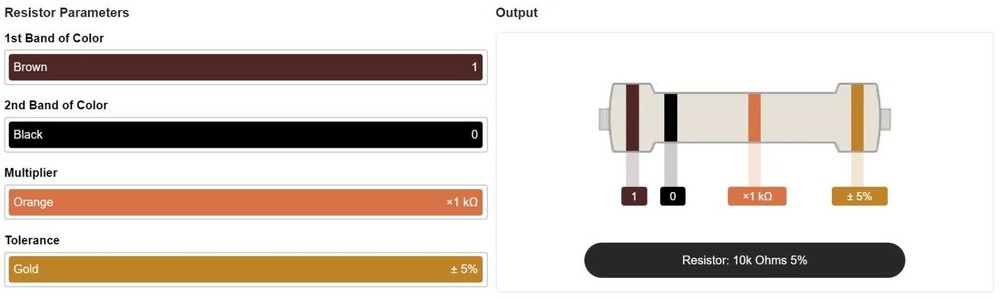 10 Pack - 10K Ohm Resistors 5% Tolerance 1/4W