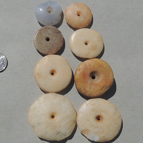 8 ancient african agate stone disc beads mali #113