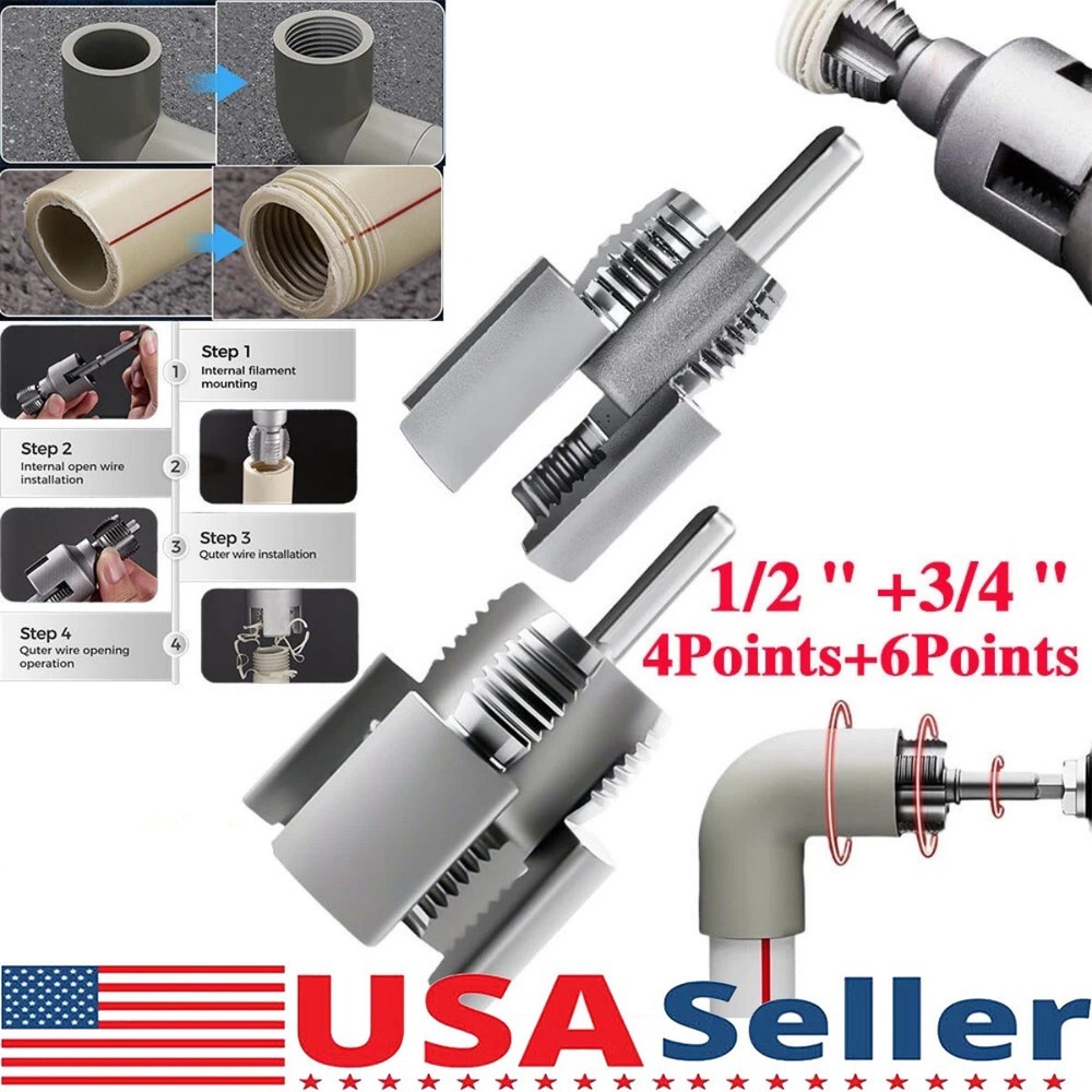 Integrated Internal & External Pipe Threading-Tool, PVC Pipe Threader Kit USA!~~