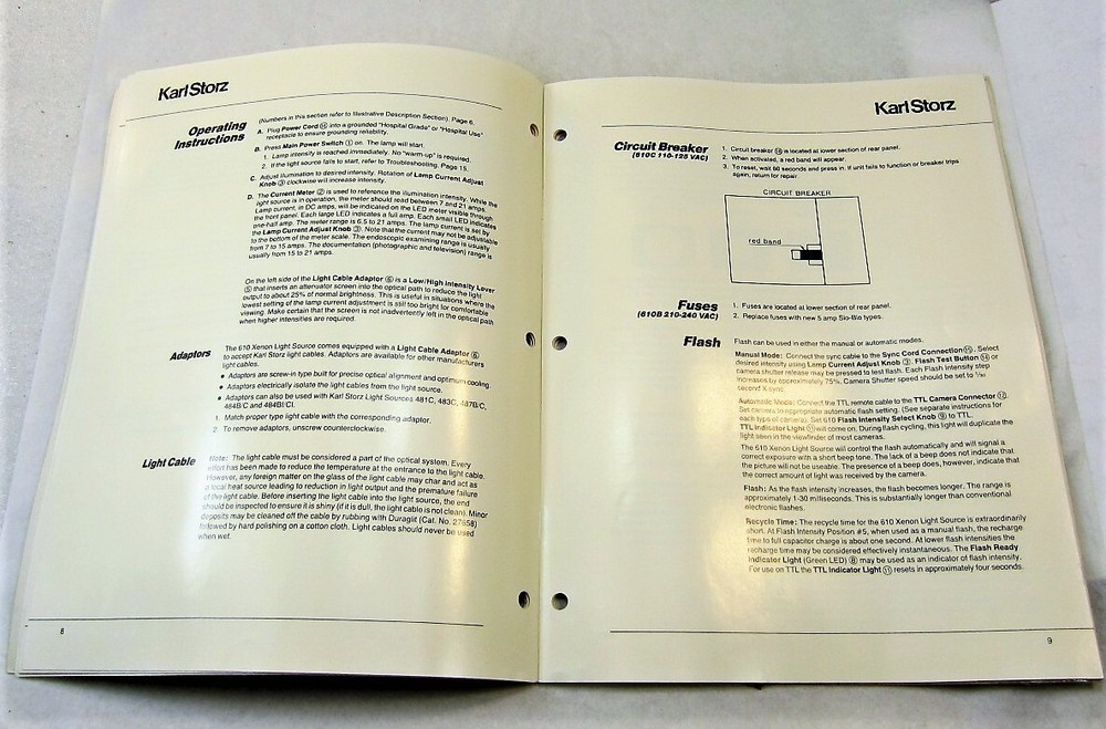 Karl Storz Automatic Xenon Flash Generator & Light Source Manual 610