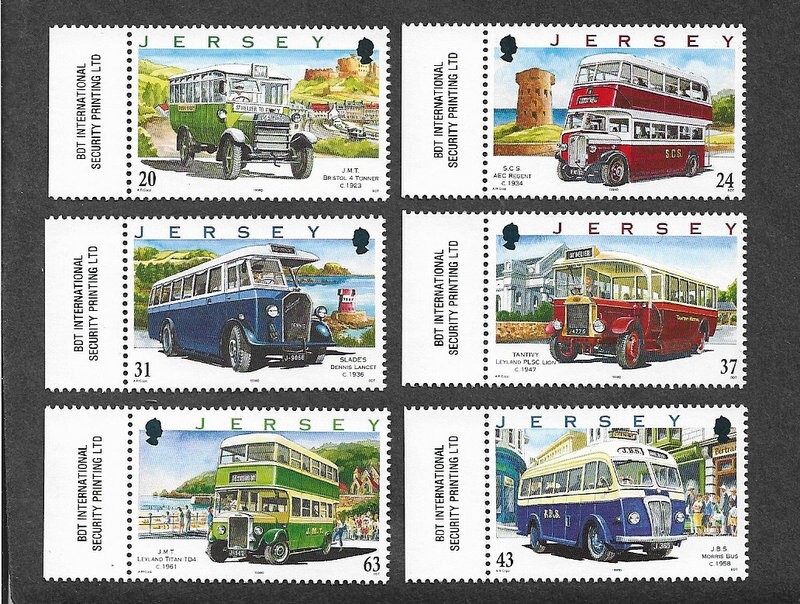 JERSEY BUSES 1998 MNH TRANSPORT SET