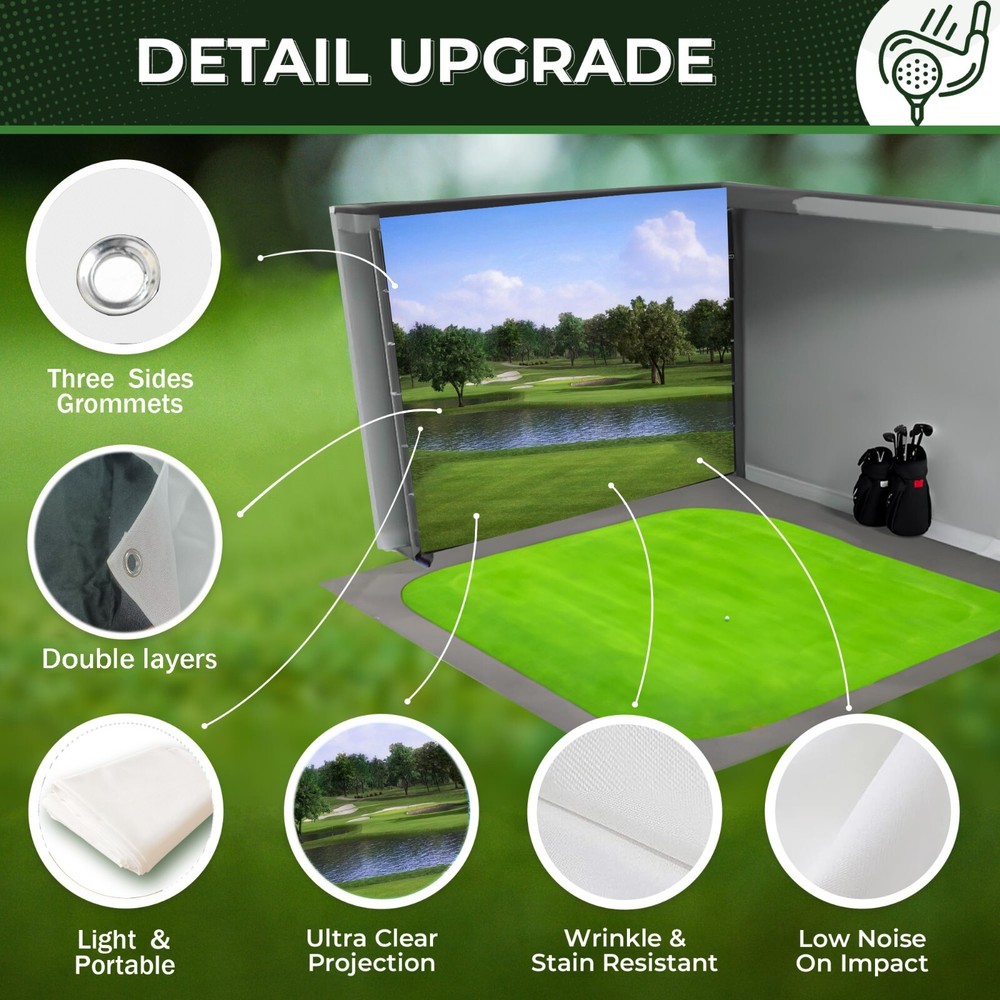 Golf Impact Screen 8'x8' Simulator Projection Screen Blackout Double Layers