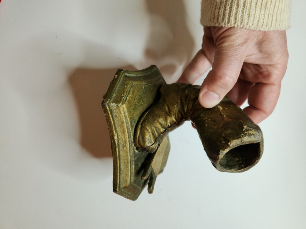 Antique Cast Iron Boot & Boot Jack Match Stick Holder Match Safe w Striker RARE