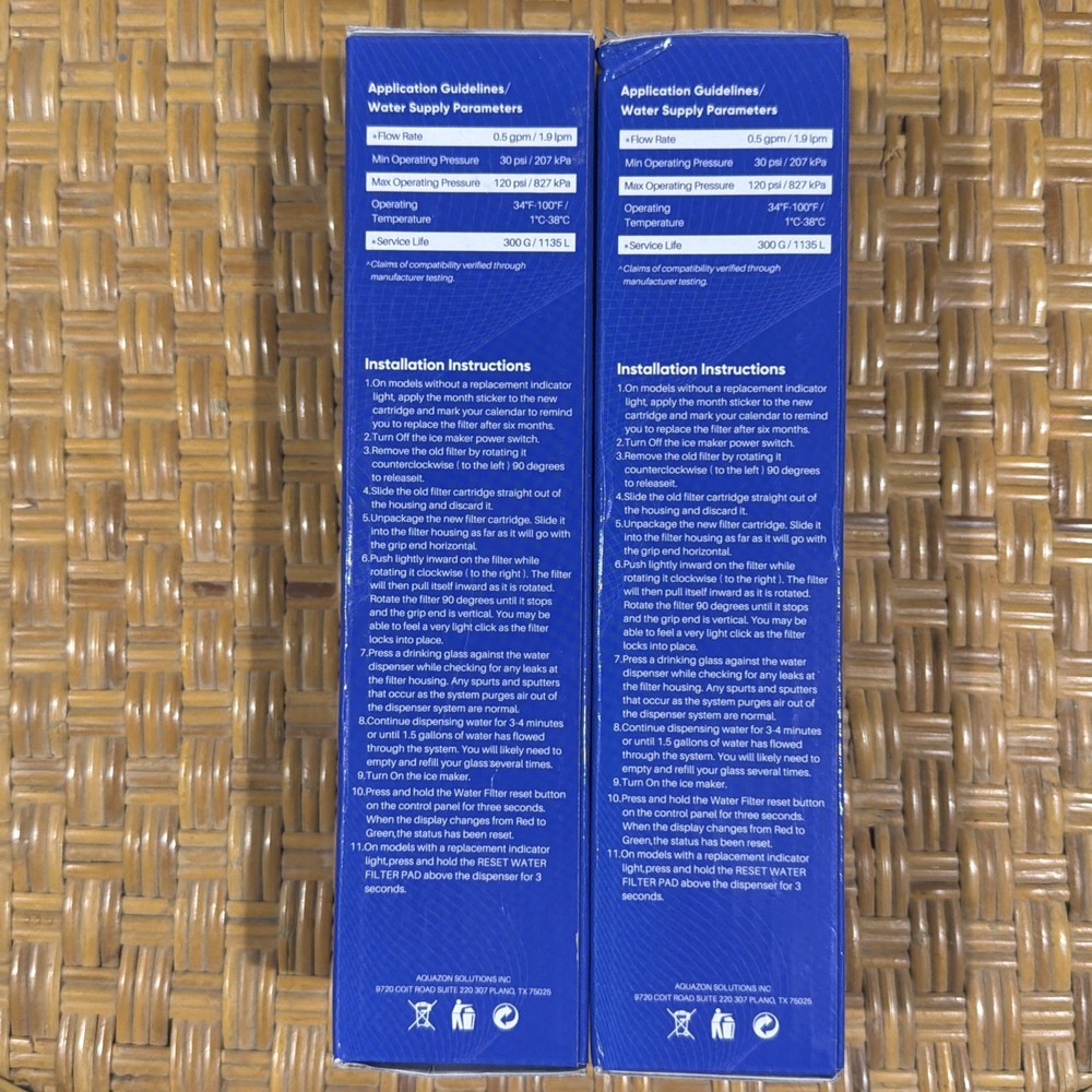 2 (two) PurePlus PP-RWF5800A-S HIGH CAPACITY REFRIGERATOR WATER FILTER