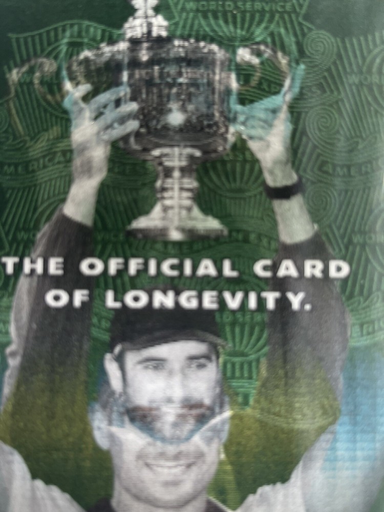 2003 Postcard Andre Agassi Longevity American Express Hieroglyphic Style