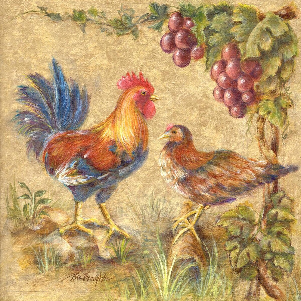 Ceramic Backsplash Tile Mural Rooster Hen Chicken Kitchen/Bathroom - Rooster Duo