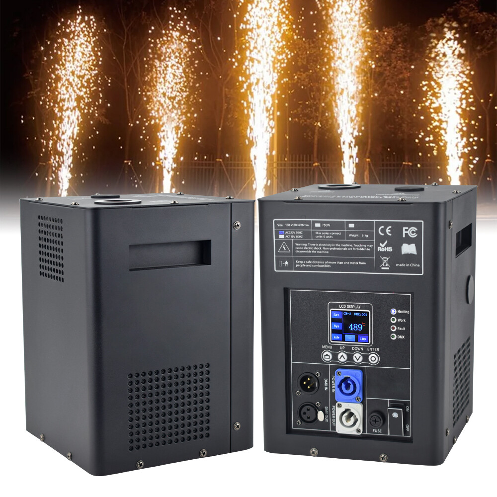 2PCS 750W Cold Spark Machine Firework Machine DMX Stage Effect with Flight Case