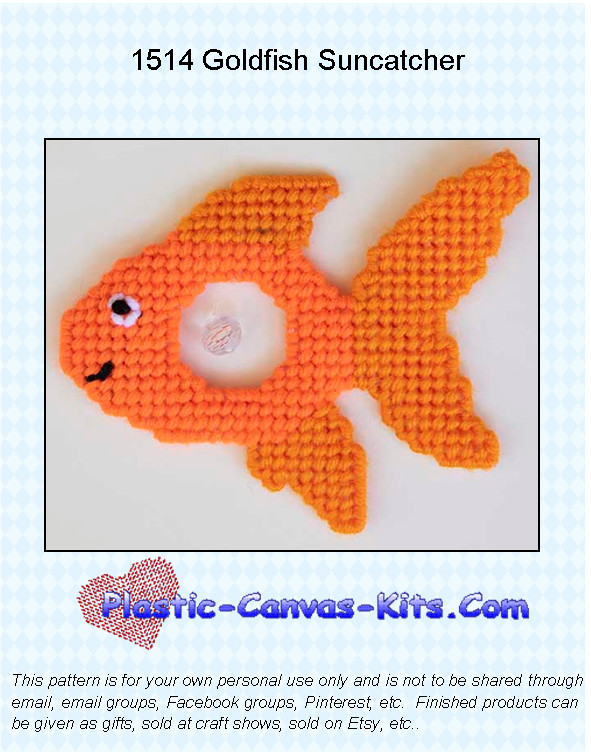 Goldfish Suncatcher-Plastic Canvas Pattern or Kit