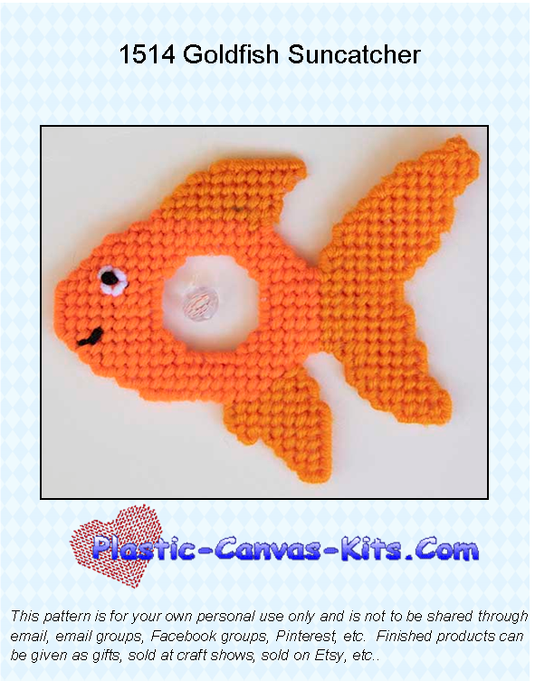 Goldfish Suncatcher-Plastic Canvas Pattern or Kit