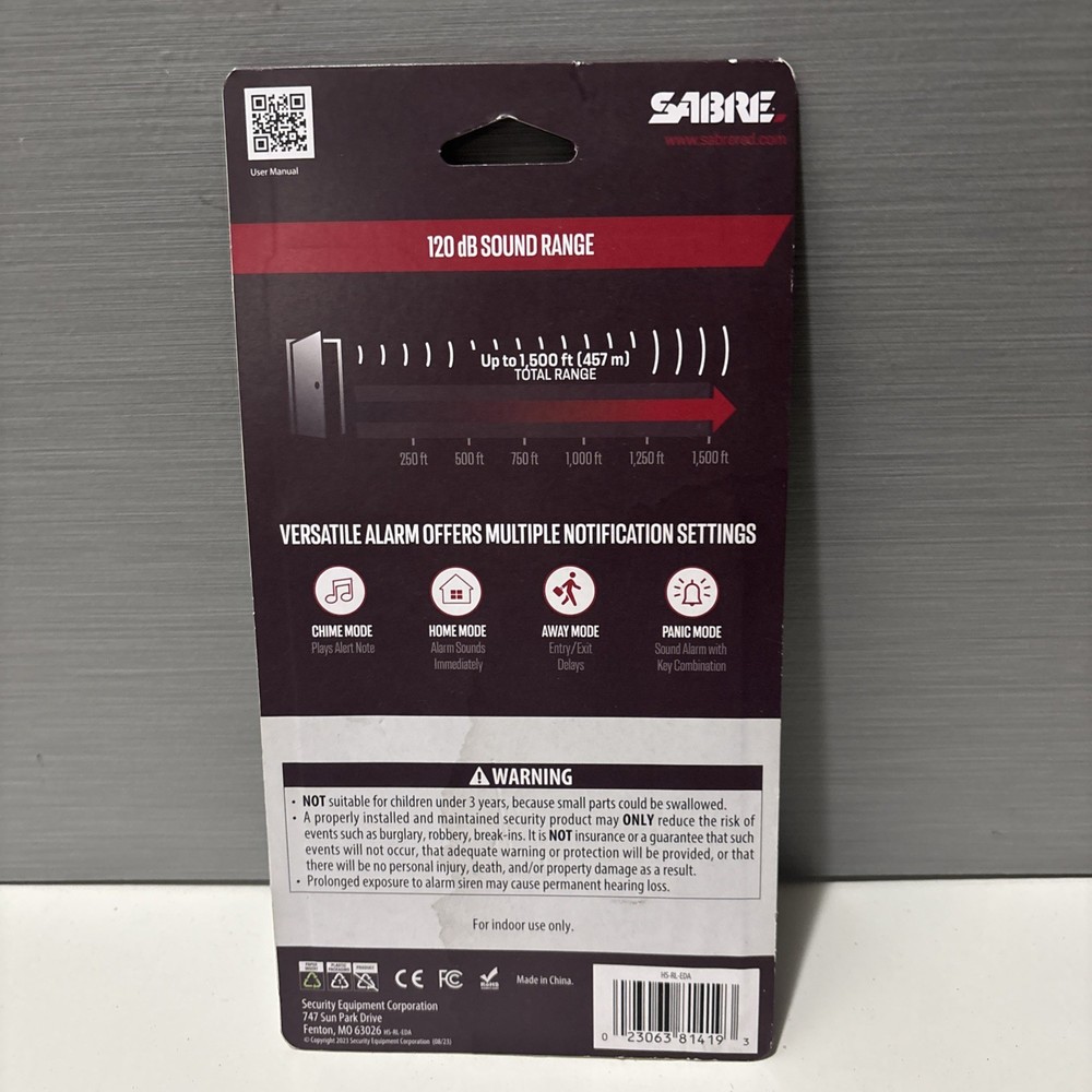 Sabre Elite Door Alarm: Security Sensor for Doors & Windows, Battery Operated
