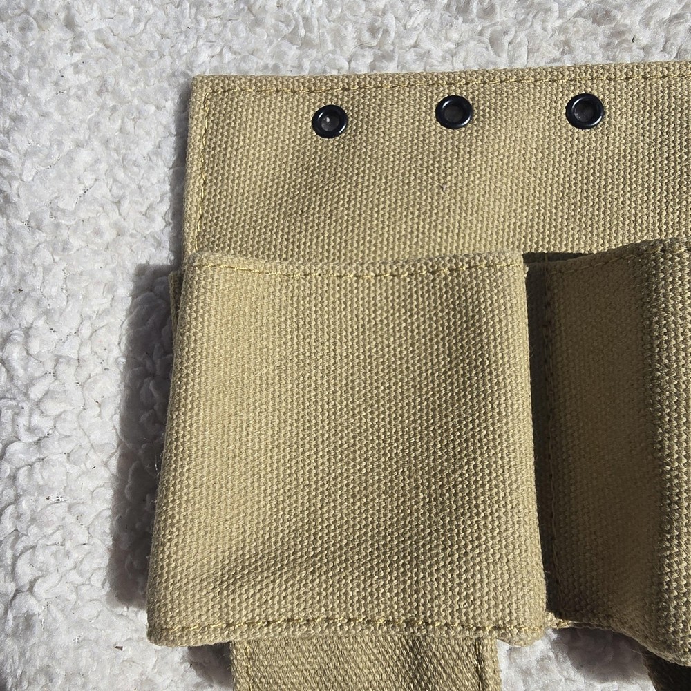 Canvas 3 Pocket Tool Pouch Organizer Wall-Mount Grommets Tan Heavy Duty Chisel