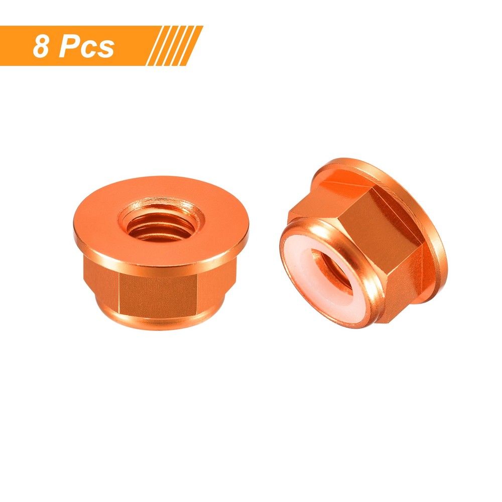 Nylon Insert Hex Lock Nuts, 8pcs - M5x0.8mm Self-Locking Nut(Orange)