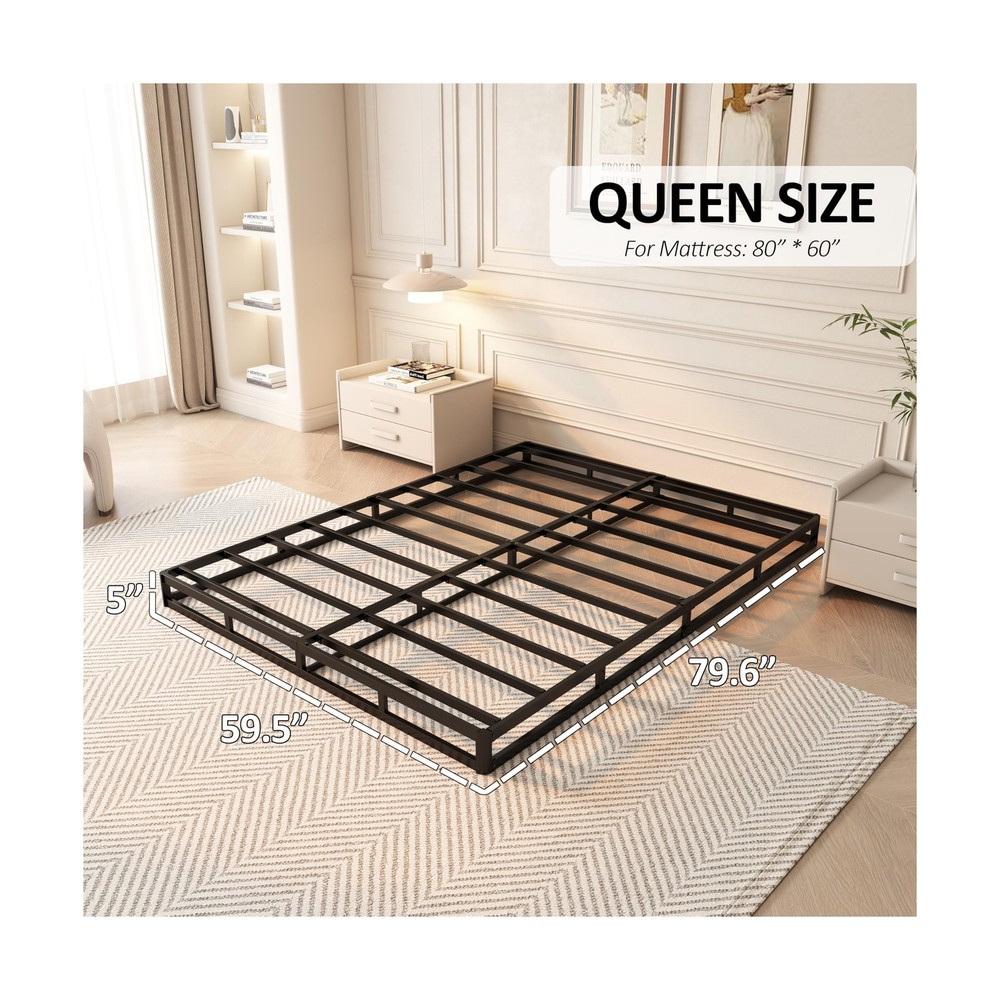 YORMDMO 5 Inch Queen Box Spring, Low Profile Queen Size Box Spring Only, Stur...