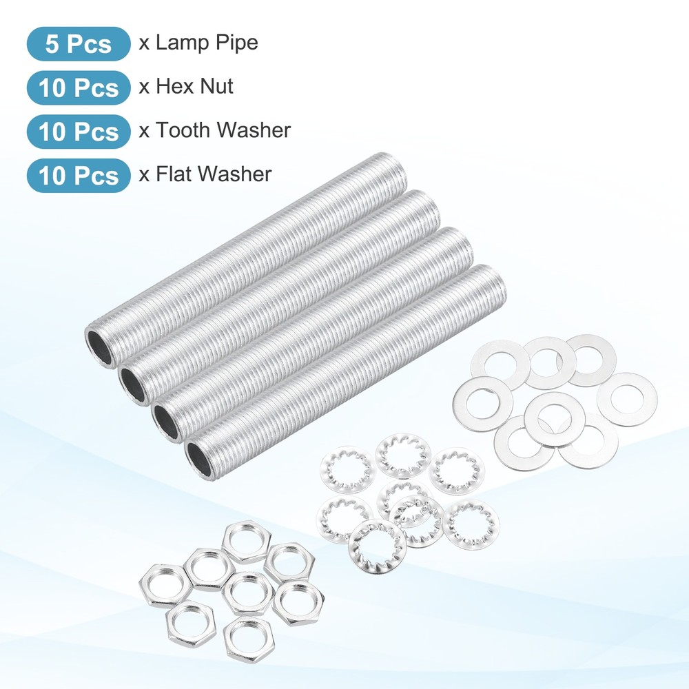 35Pcs 2.6" Lamp Pipe Kit with Nuts Washers 1/8IP Thread Fasteners Assortment