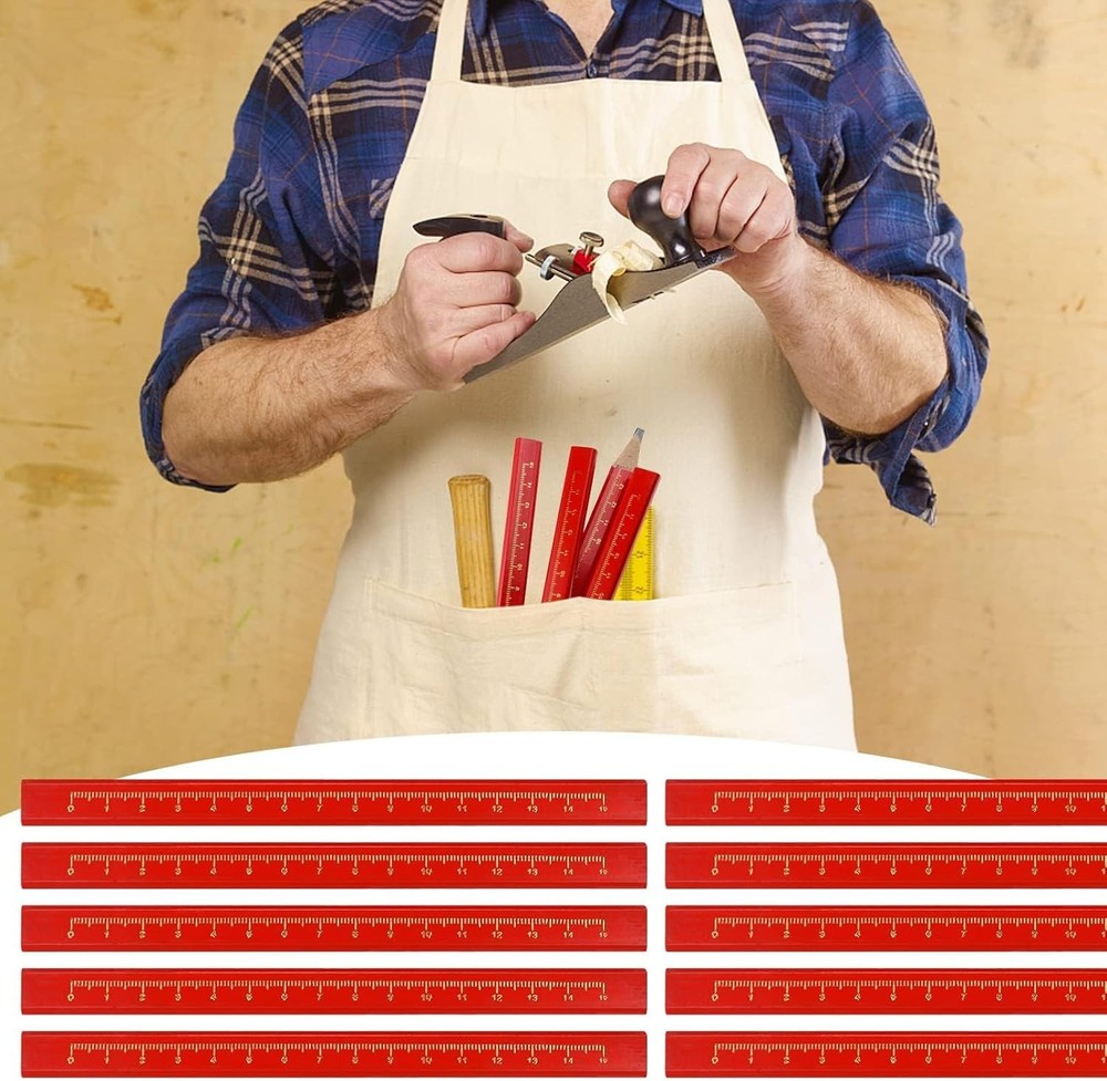 Octagonal Carpenter Pencils with Measurement Scale - 100 Pack for Easy Marking