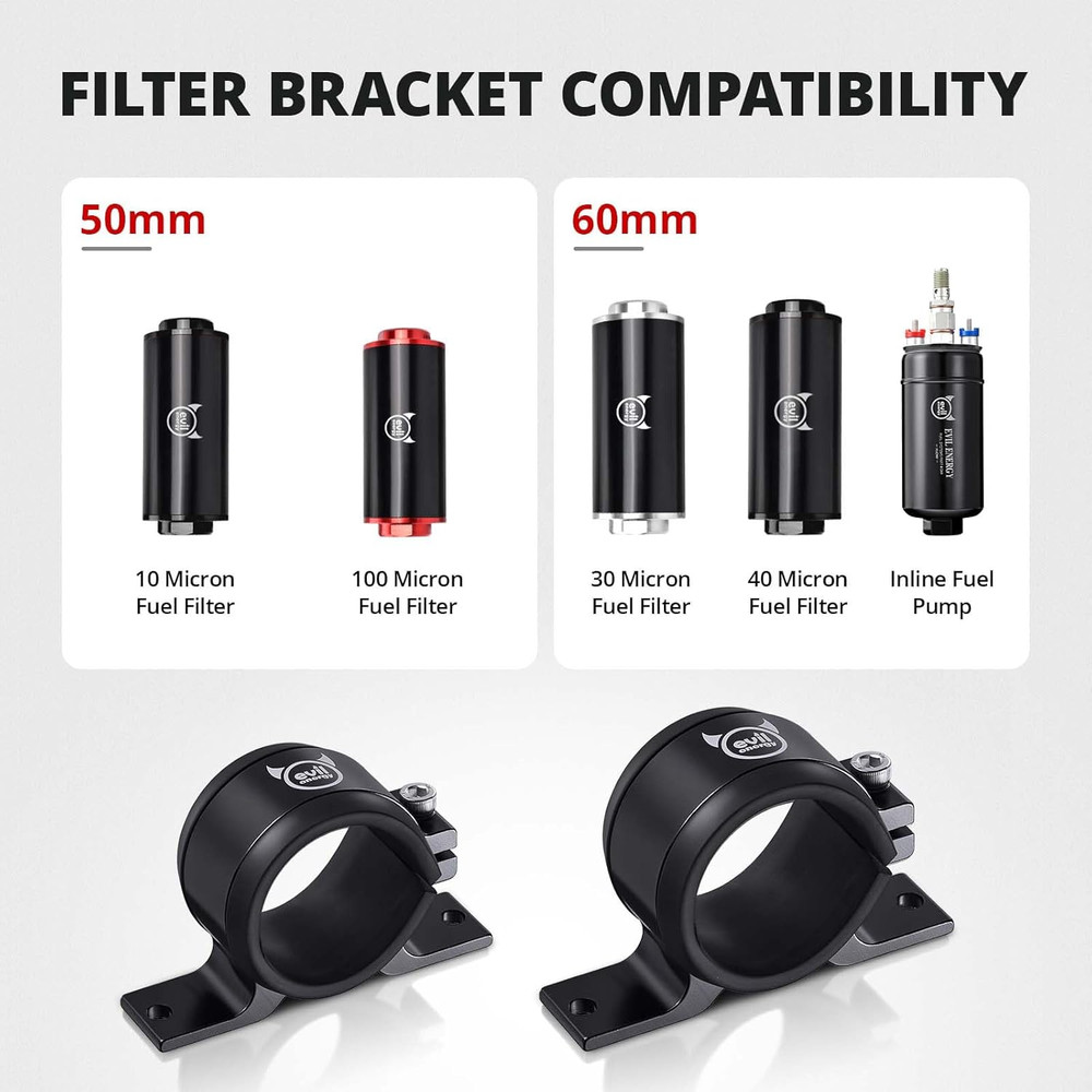 60mm Fuel Filter Mounting Bracket, Fuel Pump Clamp Holder Black
