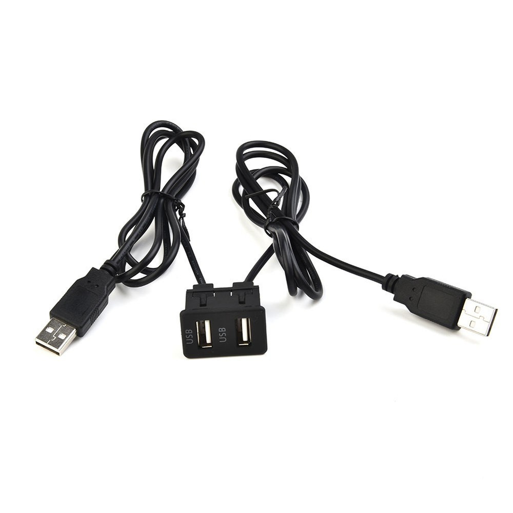 150CM Car Dash Flush Mount AUX USB Port Panel Dual USB Extension Adapter Cable