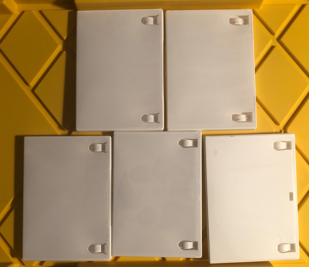 Five (5) White Single DVD/CD/VG/PC Media Keep Case, 14mm (1/2")