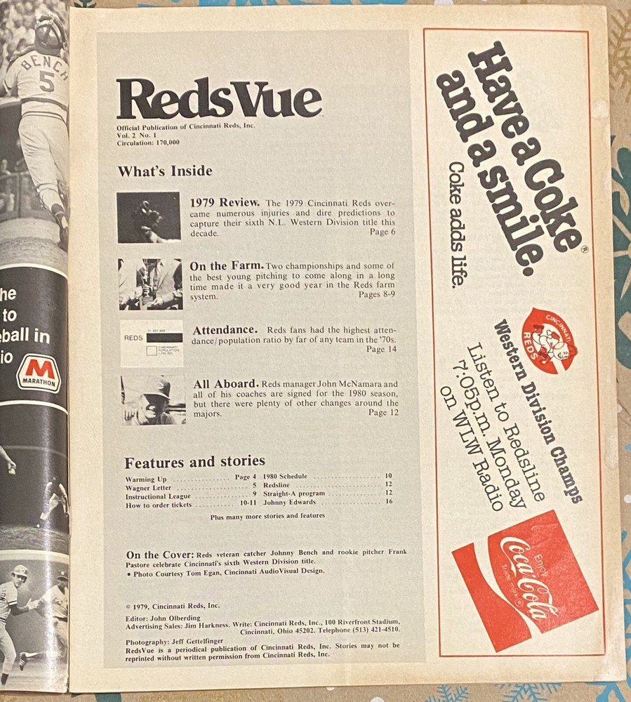 1979 REDS VUE VOL 2 NO 1 Mailer Program Cincinnati Reds With Ticket Order Form