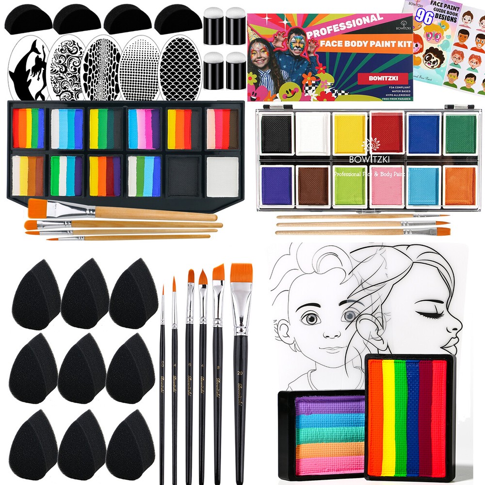 Bowitzki Split Cake Face Paint Non-Toxic Washable & Safe Professional Face Paint