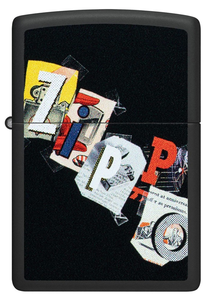 Zippo Cut and Paste Design Black Matte Color Image 46597