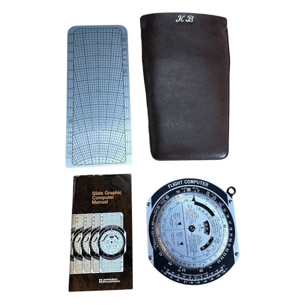 Jeppesen E6B Flight Computer Aviation Slide Rule w Manual Case Pilot Tool