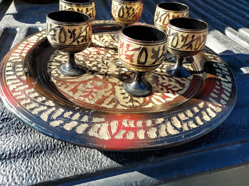 Brass Plate And 6 Cups India