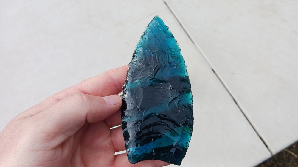 Four Flint Knapped Arrowheads. Mixed Type Glass points
