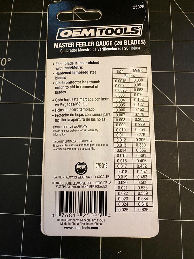 OEMTOOLS 25025 26 Blade Master Feeler Gauge