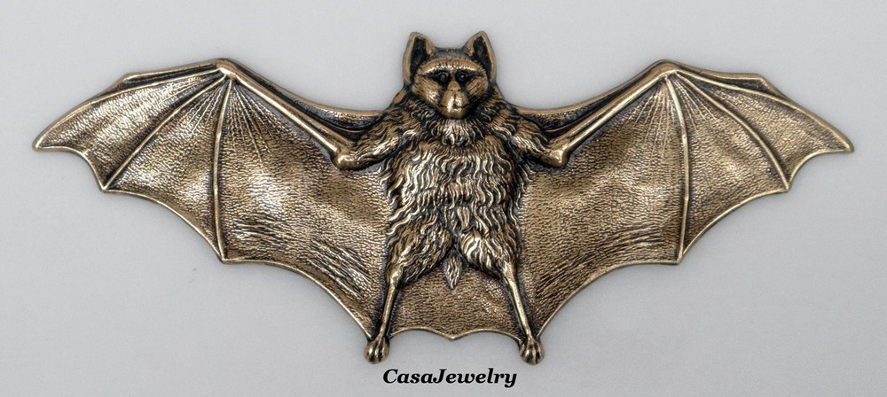 #3262 LARGE ANTIQUED GOLD BAT COMPONENT