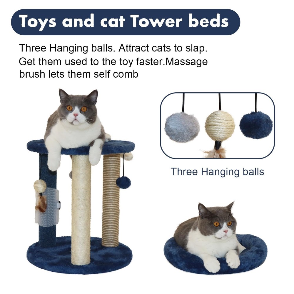 MECOOL Cat Scratching Post Tree with Tower Soft Bed.Natural Quality Sisal Car...