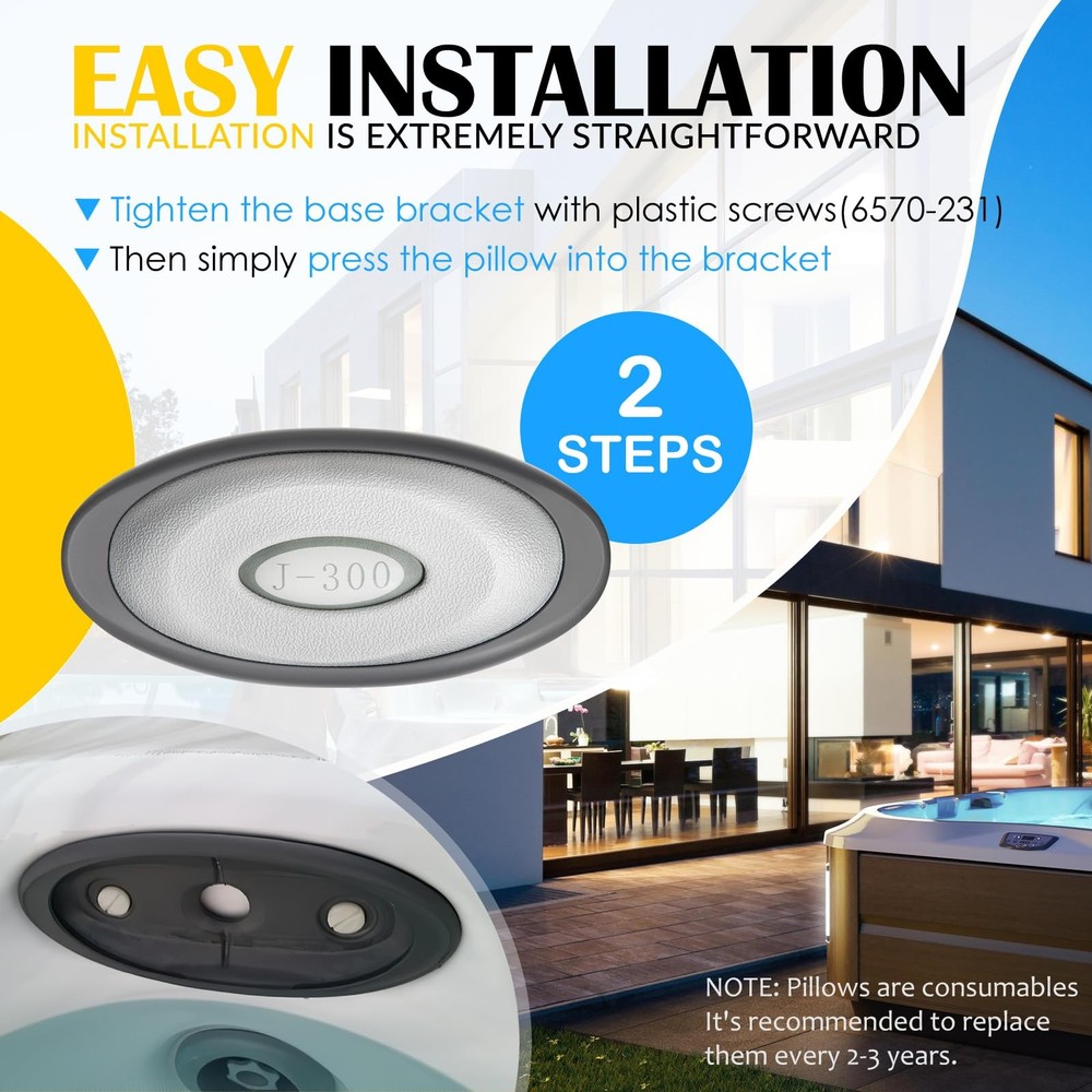 2472-824 Spa Oval Pillow Insert + Back Mount with LED 1-Pack, White