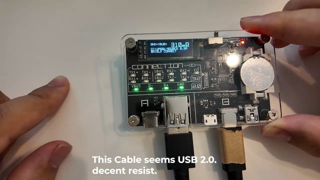 USB Cable Tester Tool - Digital Checker for MiniB, MicroB, Type-C Cables, Compac